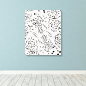 Zinnia Flowers Tekening Canvas Afdruk (Insitu (Houten vloer))