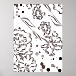 Zinnia Flowers Tekening Poster