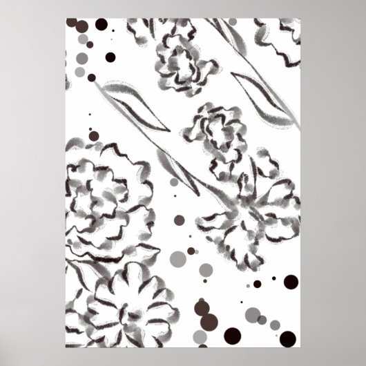  Zinnia Flowers Tekening Poster (Voorkant)