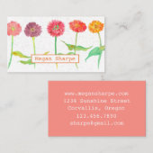 Zinnia Flowers Waterverf Planten Sinaasappel Visitekaartje (Voorkant / Achterkant)