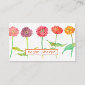 Zinnia Flowers Waterverf Planten Sinaasappel Visitekaartje (Voorkant)