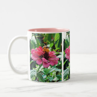 Zinnia Honey Bee Tweekleurige Koffiemok