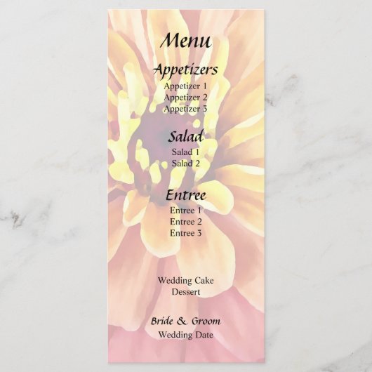 Zinnia in tinten oranje menu (Voorkant)