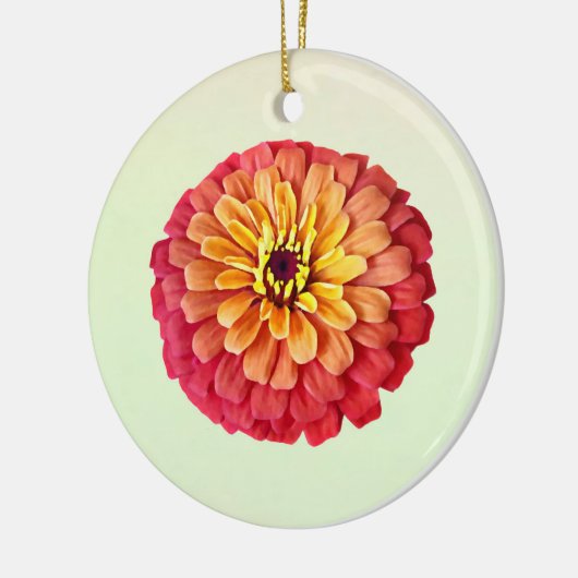 Zinnia in tinten van Sinaasappel Keramisch Ornament (Links)