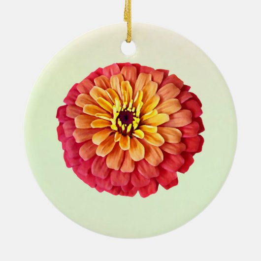 Zinnia in tinten van Sinaasappel Keramisch Ornament (Achterkant)