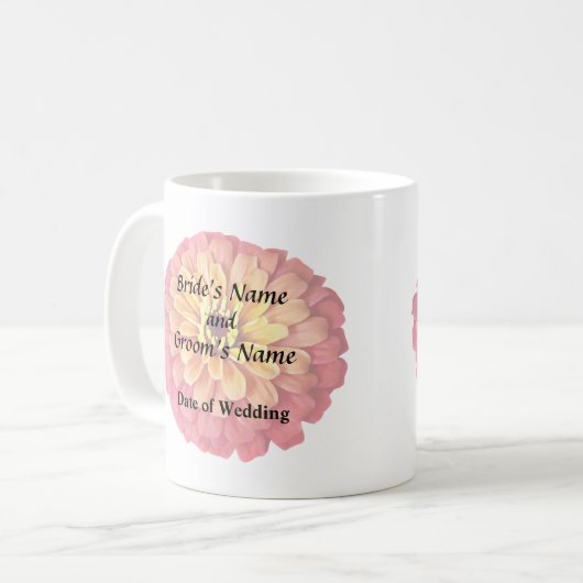 Zinnia in tinten van Sinaasappel Koffiemok (Voorkant links)