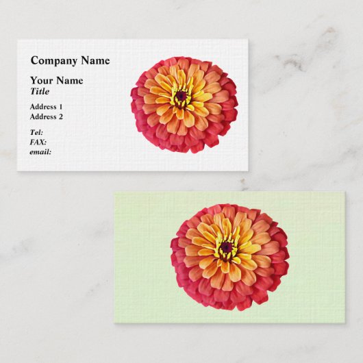 Zinnia in tinten van Sinaasappel Visitekaartje (Voorkant / Achterkant)