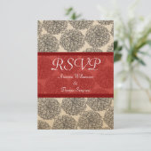 Zinnia-respons Kaart, rood RSVP Kaartje (Staand voorkant)
