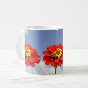 Zinnia rode bloemen Mok