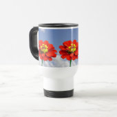 Zinnia rode bloemen Mok (Voorkant links)