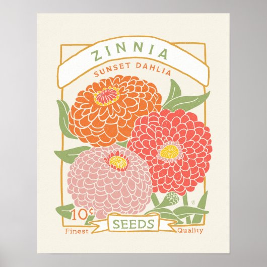 Zinnia Seed Packet Poster (Voorkant)