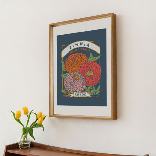 Zinnia Seed Packet Poster (Zacht zeemacht)