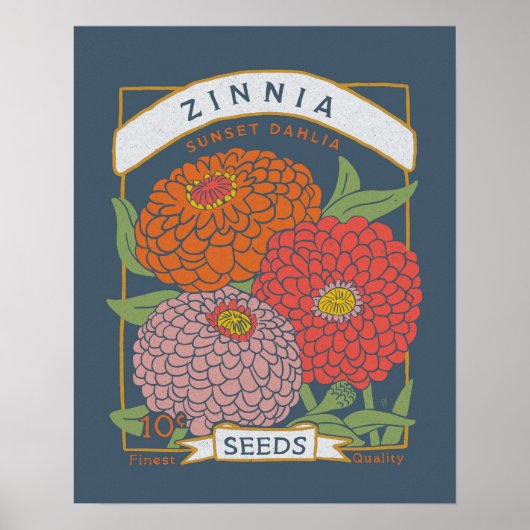 Zinnia Seed Packet Poster (Zacht zeemacht) (Voorkant)