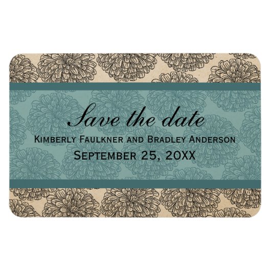 Zinnia Sparen de Datum Magnet, Blauwgroen Magneet (Horizontaal)