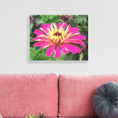 ZINNIA - Vibrant roze en crème - Canvas Afdruk (Insitu (Woonkamer))