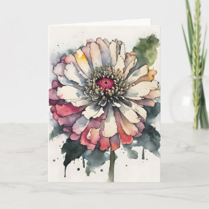 Zinnia - Waterverf bloemen Kaart