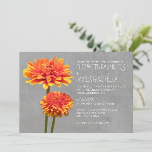 Zinnia Wedding Invitations Kaart (Staand voorkant)