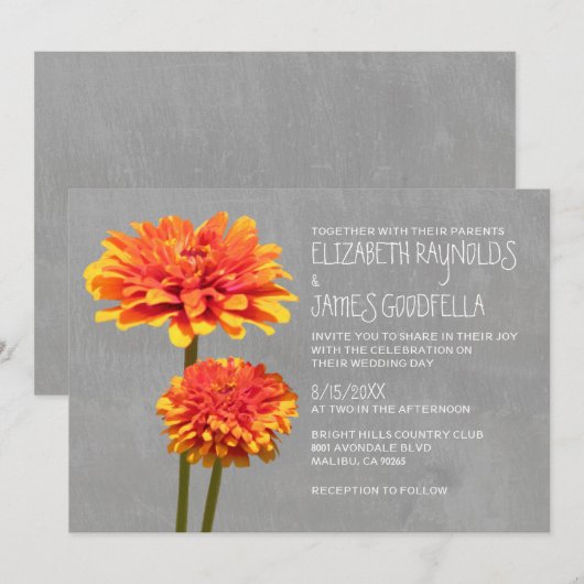 Zinnia Wedding Invitations Kaart (Voorkant / Achterkant)