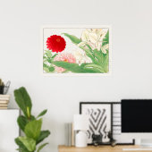 Zinnia & White Ginger Lily Flower, Tanigami Konan, Poster (Thuiskantoor)