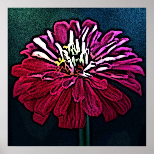 Zinnia Woodcut Poster (Voorkant)