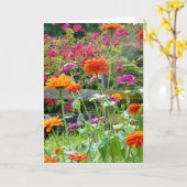"Zinnias 1." Wenskaart Kaart (Gele Bloem)