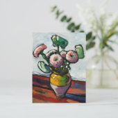 Zinnias bloemenschilderij Briefkaart (Staand voorkant)