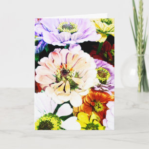 Zinnias Bloemrijke verjaardag voorzijde Kaart