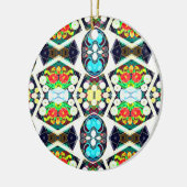 Zinnias Blue Keramisch Ornament (Links)