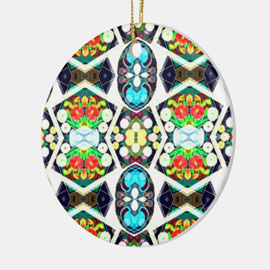 Zinnias Blue Keramisch Ornament (Links)