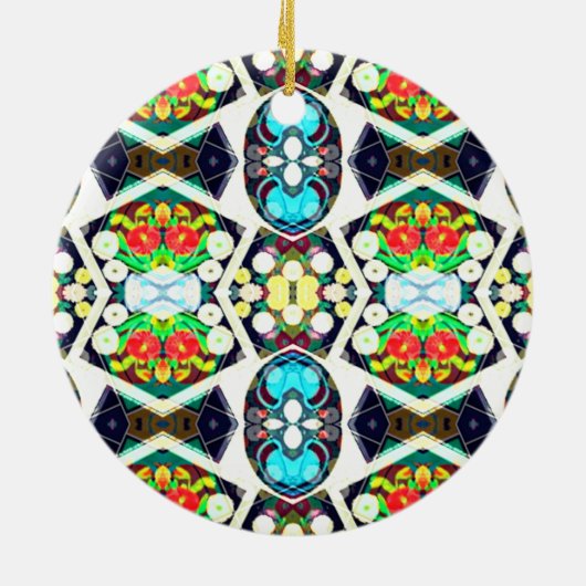 Zinnias Blue Keramisch Ornament (Achterkant)