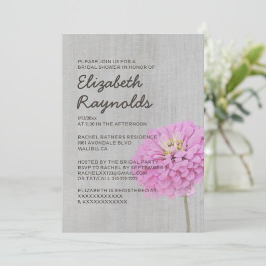  Zinnias Bridal Shower Invitations Kaart (Staand voorkant)