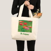 Zinnias canvas tas ~ Wees blij! (Voorkant (product))