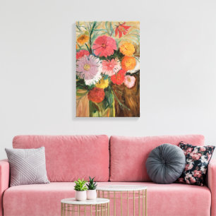 Zinnia's en Asters   Tadeusz Makowski Canvas Afdruk