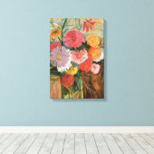 Zinnia's en Asters | Tadeusz Makowski Canvas Afdruk (Insitu (Houten vloer))