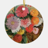Zinnia's en Asters | Tadeusz Makowski Keramisch Ornament (Voorkant)
