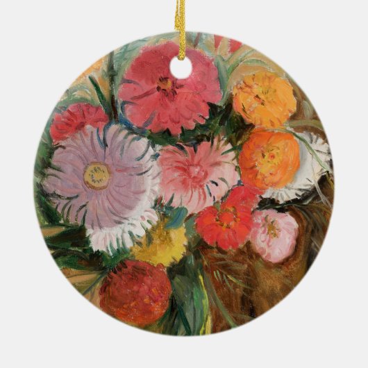 Zinnia's en Asters | Tadeusz Makowski Keramisch Ornament (Achterkant)