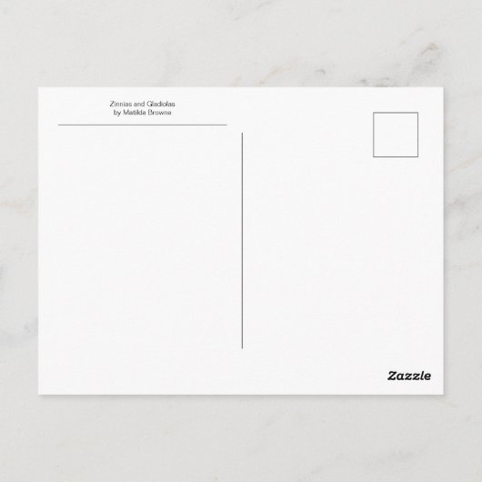 Zinnia's en Gladiolas door Matilda Browne Briefkaart (Achterkant)