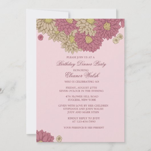 Zinnias Floral Invitation Kaart (Voorkant)