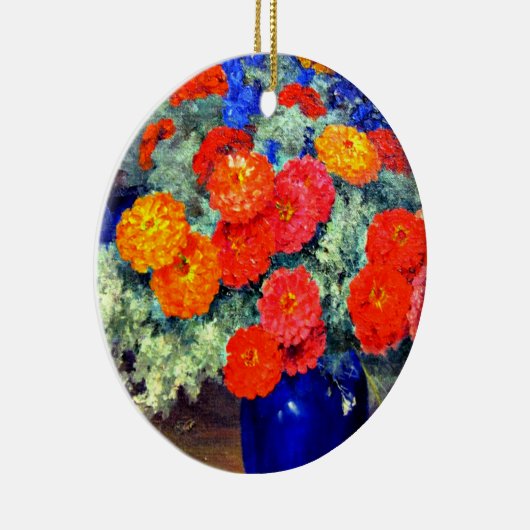 Zinnias, helder en mooi keramisch ornament (Rechts)