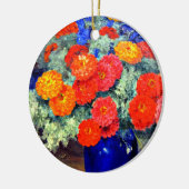 Zinnias, helder en mooi keramisch ornament (Links)