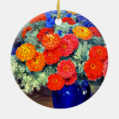 Zinnias, helder en mooi keramisch ornament (Achterkant)