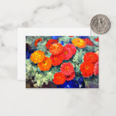 Zinnias, helder en mooi notitiekaartje (Voorkant / Achterkant in situ)