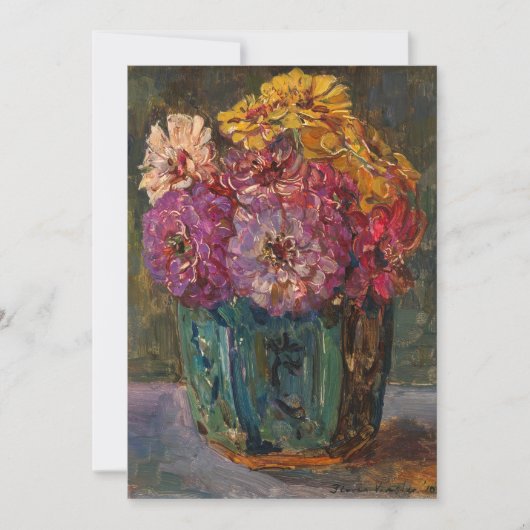 Zinnia's in een groene pot | Floris Verster (Voorkant)