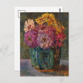 Zinnia's in een groene pot | Floris Verster Briefkaart (Voorkant / Achterkant)
