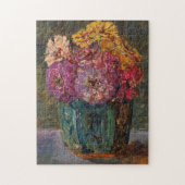Zinnia's in een groene pot | Floris Verster Legpuzzel (Verticaal)