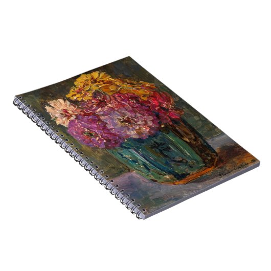 Zinnia's in een groene pot | Floris Verster Notitieboek (Rechterzijde)