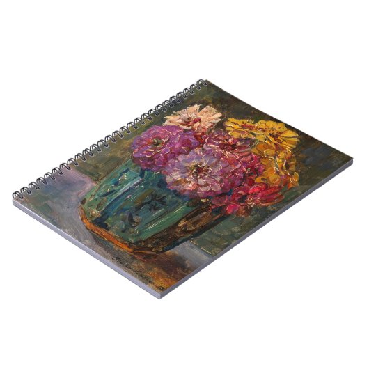 Zinnia's in een groene pot | Floris Verster Notitieboek (Linkerzijde)