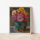 Zinnia's in een groene pot | Floris Verster Poster