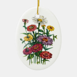 Zinnias Keramisch Ornament