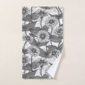Zinnia's, monochome op wit bad handdoek (Handdoek)